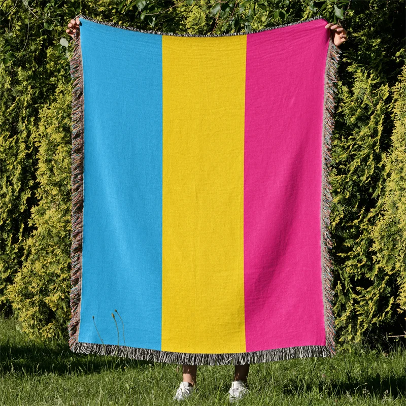 

Aertemisi Pansexual Pride Flag LGBT Rainbow Jacquard Fringed Woven Throw Blanket