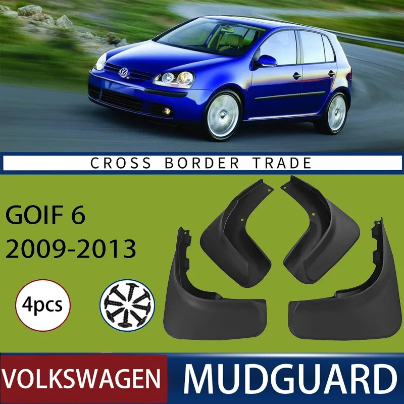 

For Volkswagen Golf 6 2009-2013 2010 2011 2012 Automotive Tire Mudguard Waterproof Splash Proof 4pcs Accessories