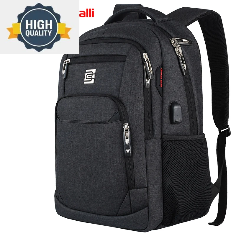 Mochila Laptop Durável Anti-Roubo com Porta de Carregamento USB, Mochila Escolar para Mulheres e Homens, Viagem de Negócios, Durável, 15.6 ", 17"