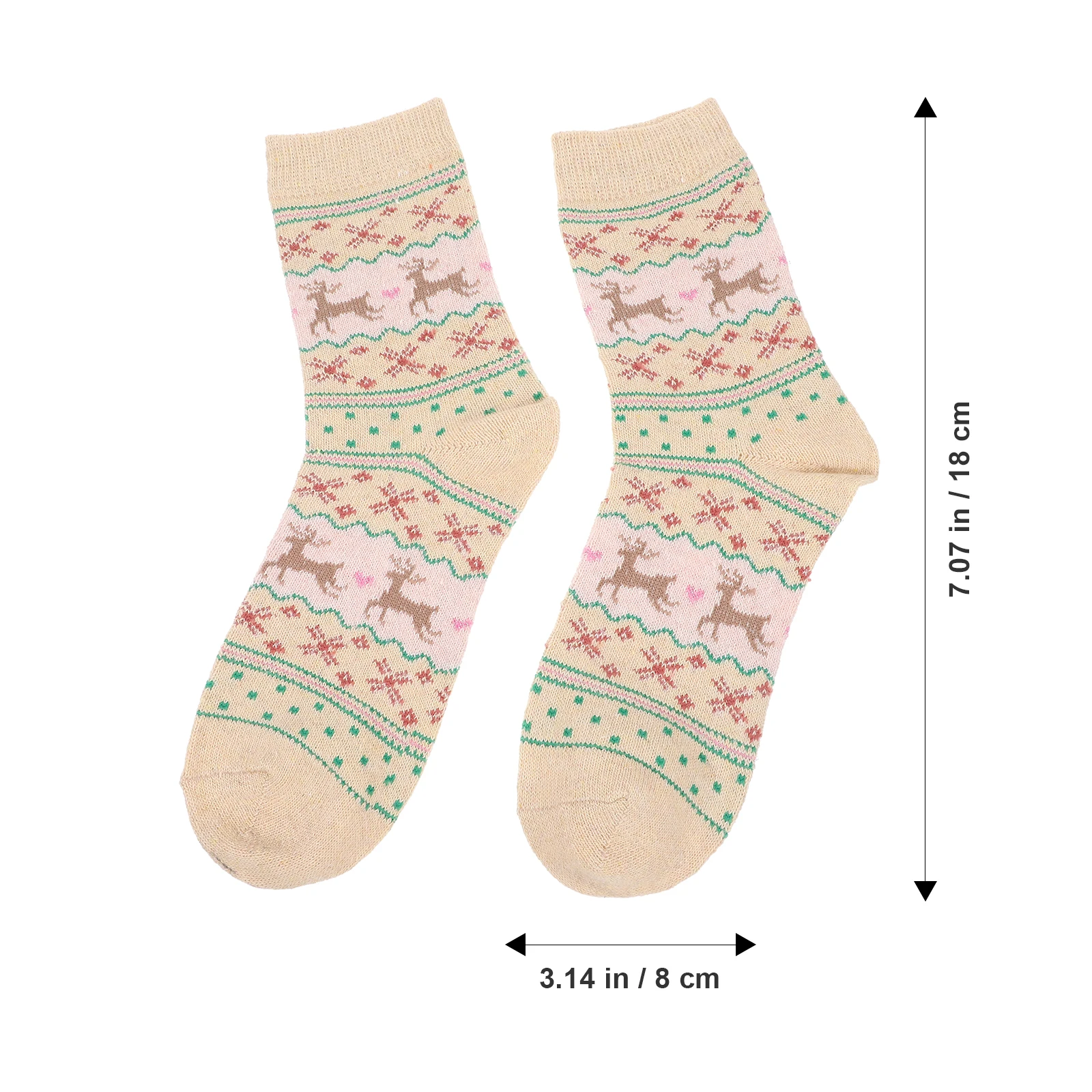 

Wool Christmas Deer Print Warm Thick Fit 35-39 Khaki Color Breathable Comfortable Fit Gentle Touch Perfect Gift Grandmother
