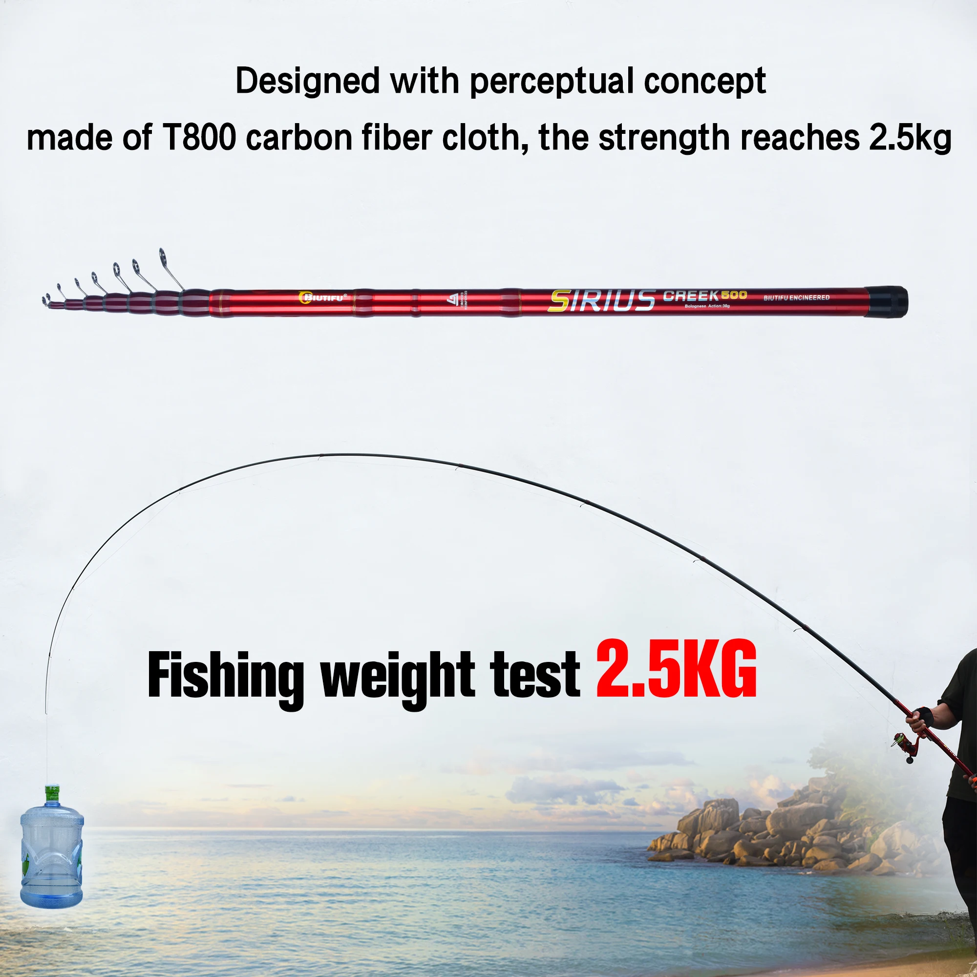 14.5 m fishing pole BIUTIFU Telescopic Bolognese Fishing Rods 4.0/4.5/5/6.0/6.5m T800 Carbon  Travel UltraLight Spinning Float Outdoor 30g Trout Pole