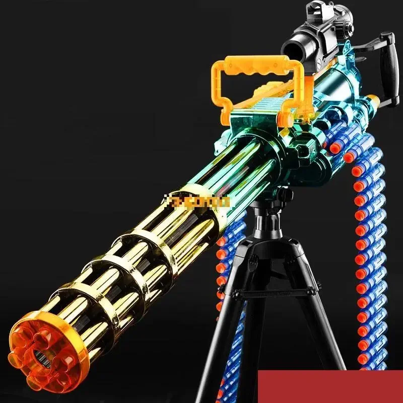 115cm toy gun big electric fake gun high speed Soft Bullet Gun DIY self-assembly tactical triangle bracket Gatling gun toy A421