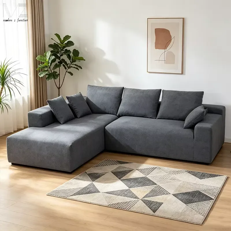Living Room Furniture Italian Modern L-Shape 3 Seater Sectional Sofa Bed in Box Vacuum Compressed Sofa