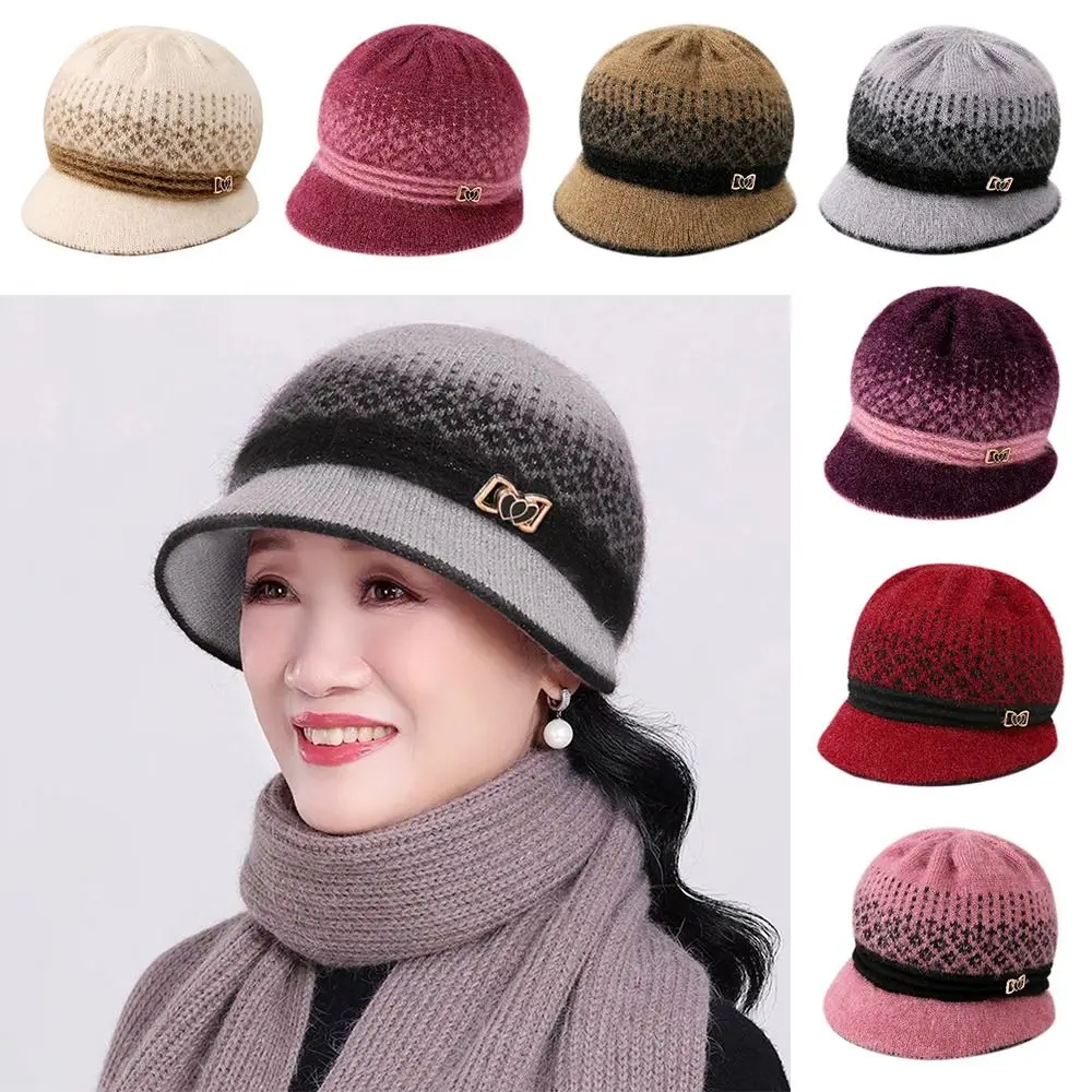 

Мягкая вязаная шапка, ветрозащитные теплые шапки-бини, шапка, женская шапка, утепленные теплые шапки для женщин среднего и пожилого возраста