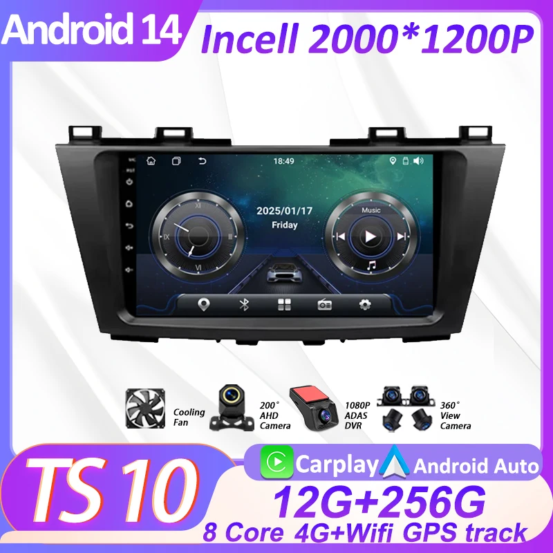 

Автомобильный радиоплеер с Bluetooth для Mazda 5 CW 2010-2015 AutoMotive Smart Car Systems Android 14 Carplay с автоэкраном стерео головное устройство