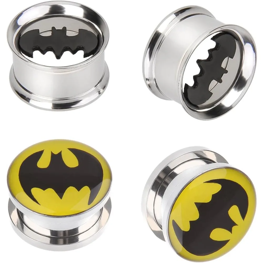 2 Paar hochwertige 316L Edelstahl Schraub-Ohrstecker, Tunnel-Plugs/Channel Double Horn Expander Piercing-Schmuck 2g-5/8 Zoll – Detail 1