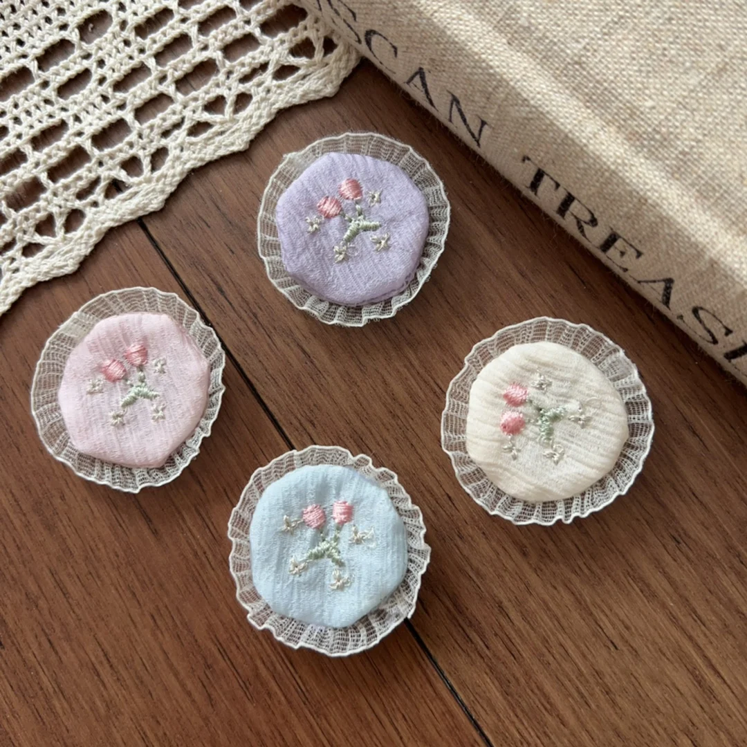 High Quality Soft Lace Edge Tulip Hair Clip Brooch Fabric Patch for Shoes Socks Bag Clothing Embellishment