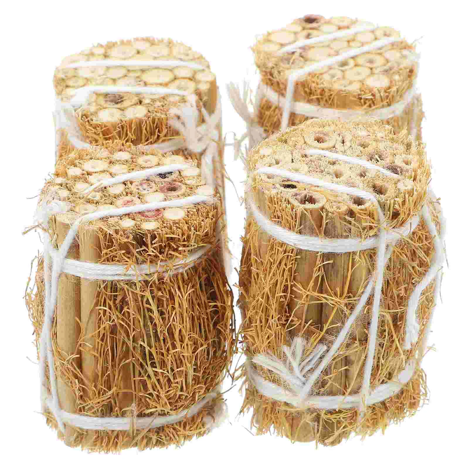 4 Pcs Miniature House Straw Bag Child Furniture Bales For Decorating