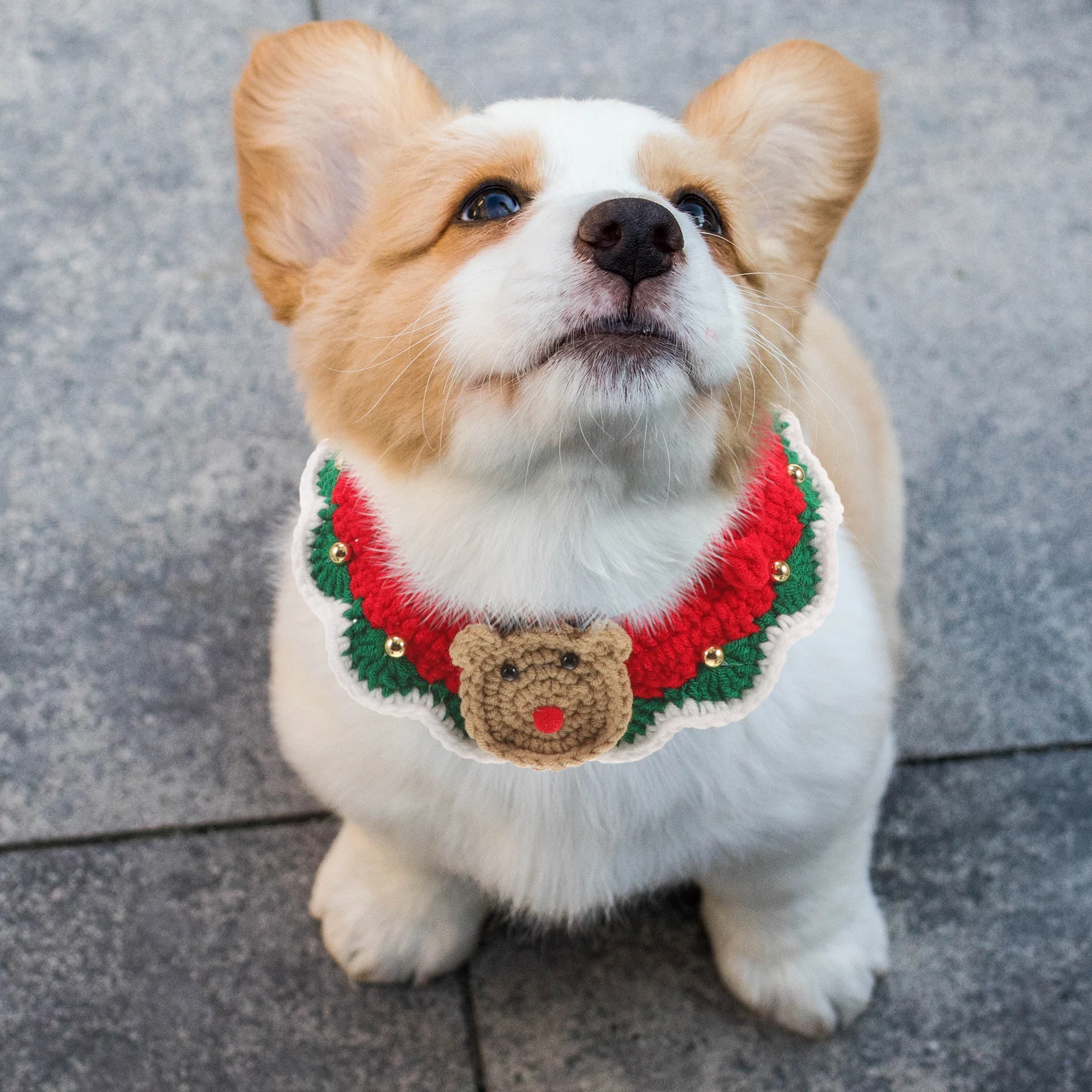 

Pet Dog Scarf Christmas Elk Pattern Warm Cat Scarf Soft Puppy Christmas Decorative Gift Dog Clothing Pet Supply