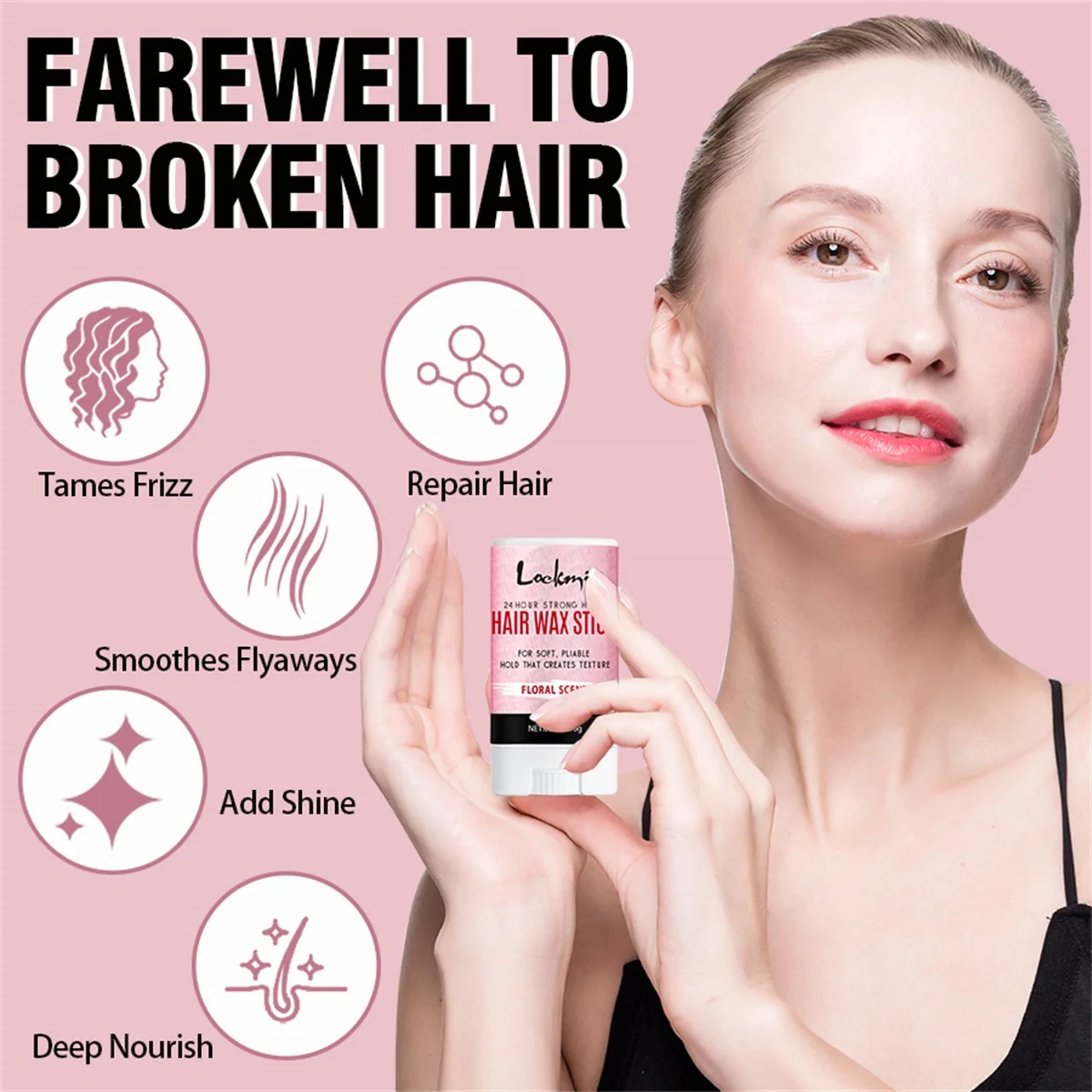 LOCKMIO Women Wax Stick for Natural Hair and Wigs，Anti-frizz  Smoothing Solid Wax,Broken Back and Edge Styling Hair Pomade Cream