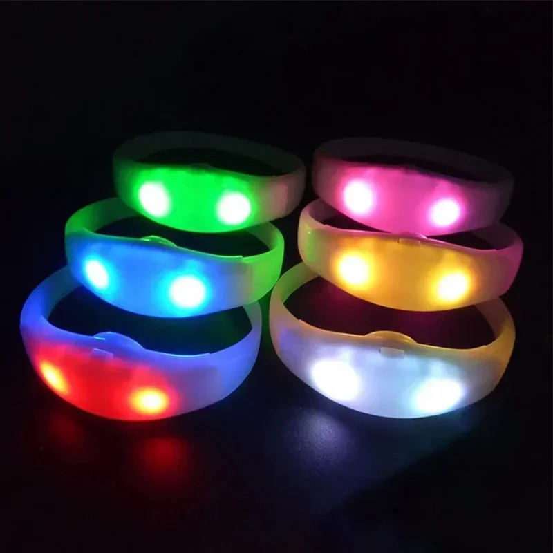 10pcs Led Flashing Bracelet Light Up Bangle Wristband Voice Control Music Activated Sound LED Bracelet Glow in The Dark Party