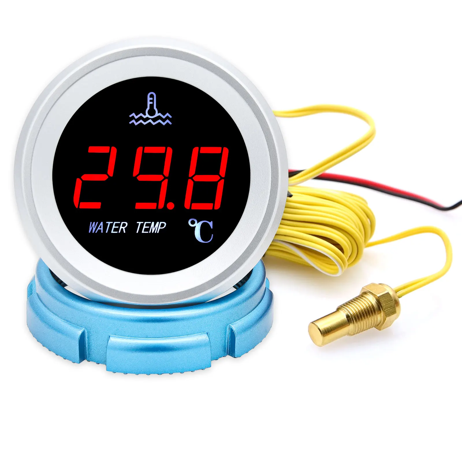 Auto-Wassertemperaturanzeige mit 10 mm Temperatursensor, digitales LCD-Temperaturanzeige für Auto, LKW, Boot, mit 26–40 mm Adapter (Option) – Detail 5