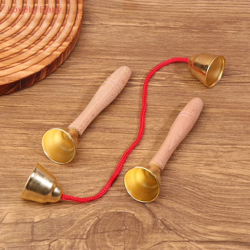 1Pair Bambini Strumento Musicale Campane Giocattolo Con Corde/Maniglie Montessori Orff Strumento Scuola Materna Musica Gioca Giocattolo di Apprendimento