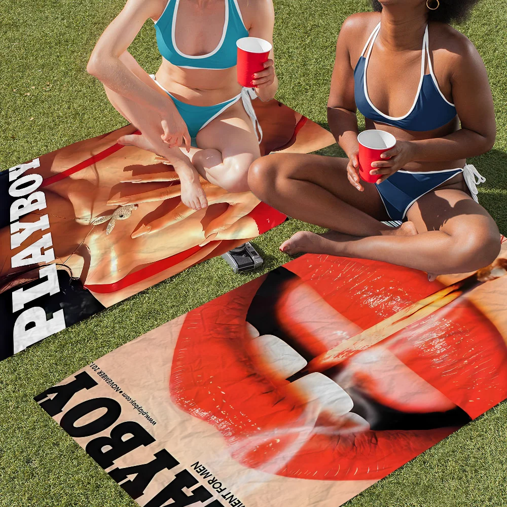 Sexy Girl P-Playboy Magazine Beach Towel Colorful Bath Towels for Girl Microfiber Quick Dry Sand Free Beach Yoga Spa Gym Pool