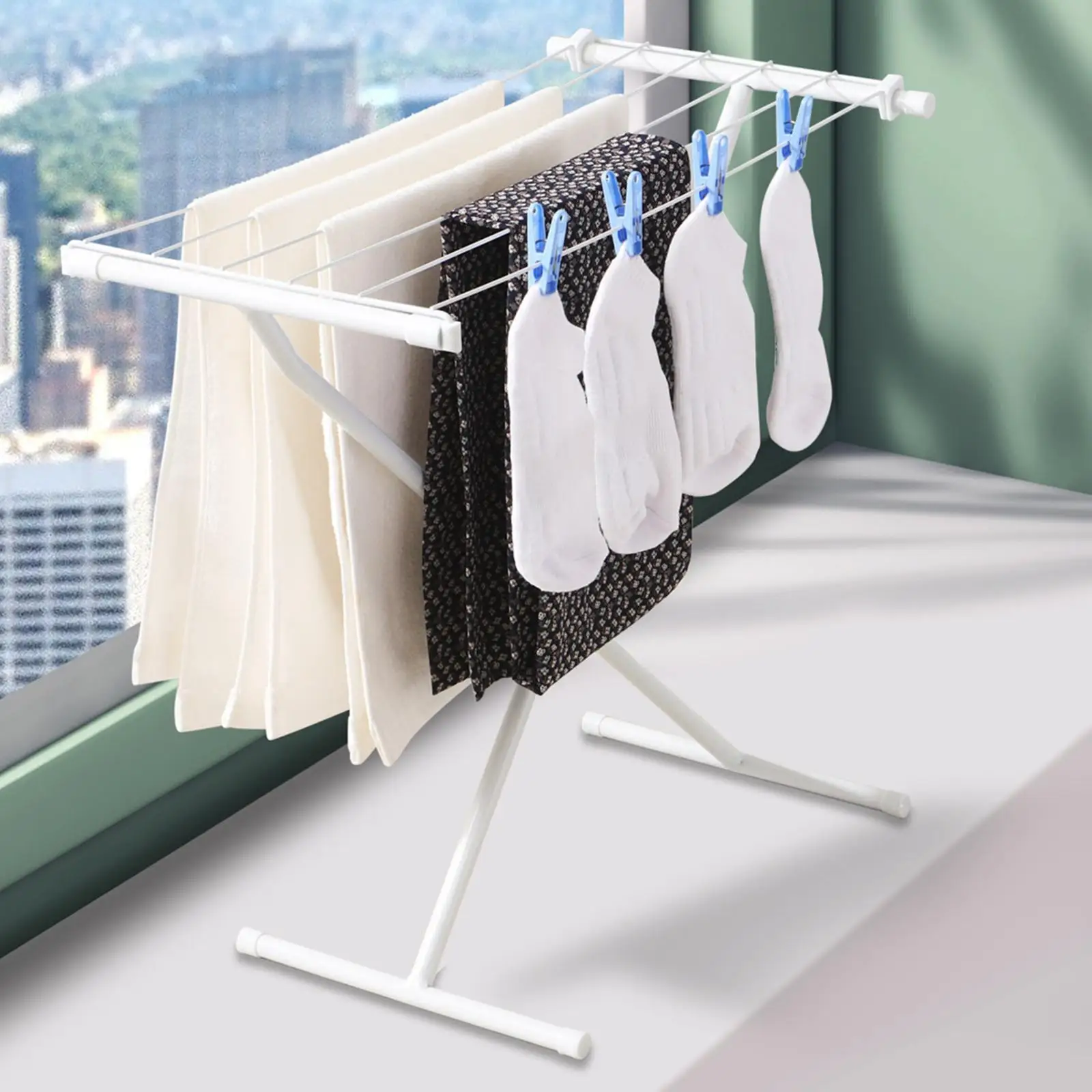 

Foldable Clothes Drying Rack Practical Simple Laundry Stand Floor Type Drying Rack for Apartment Bathroom Dorm Backyard Patio