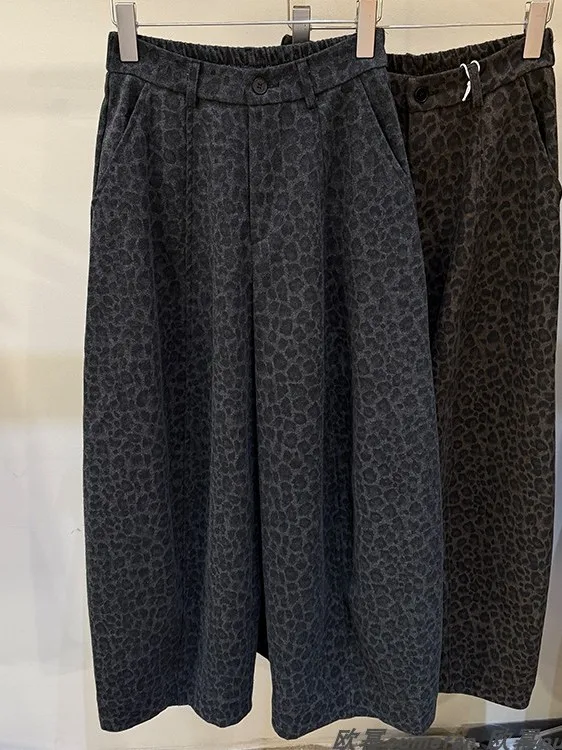 Retro Luipaardprint Gordel Wijde Pijpen Mes Broek Hoge Taille Afslanken Casual Lange Broek voor plus Size Vrouwen Herfst Winter Ne...