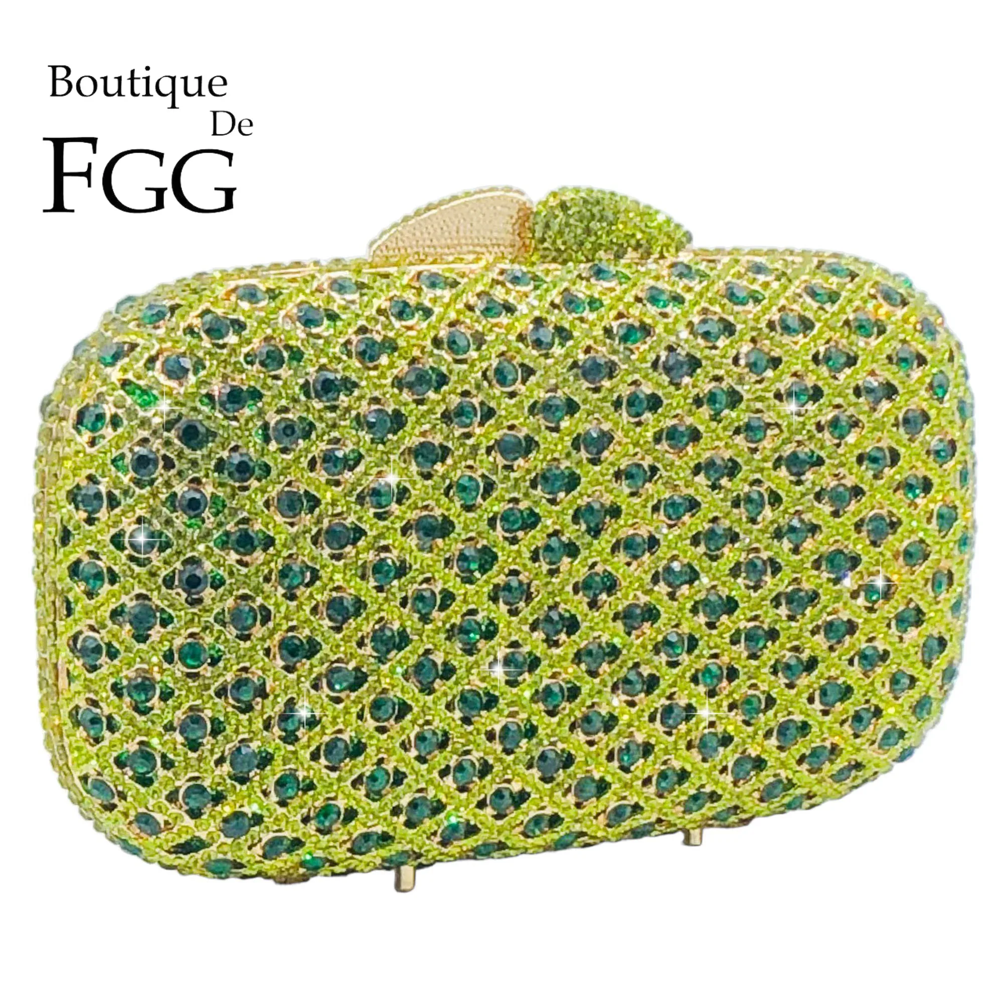 

Boutique De FGG Green Rhinestone Clutch Purses for Women Formal, Sparkly Crystal Clutch Evening Bag, Wedding Party Prom Handbags