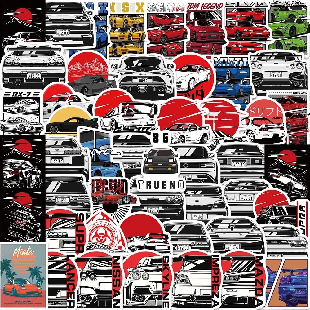 10/30/50pcs Japan JDM Retrofit Racing Car Stickers Cartoon Decals Phone Case Skateboard Suitcase Cool Graffiti Decals Kids Toy