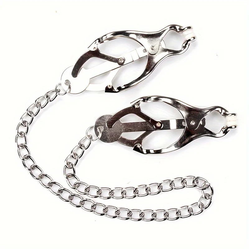 Metal Butterfly Round Head with Chain Nipple Clip Stimulation Nipple Clip BDSM Adult Flirting Sex Play Toys For Women and Couple