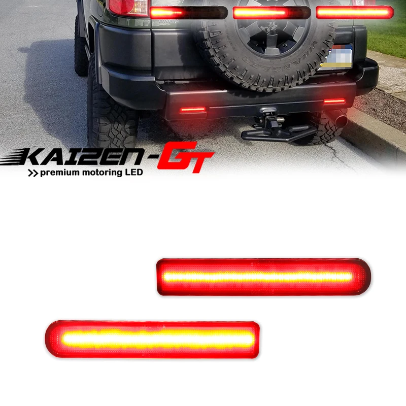 

Red LED Car Rear Bumper Reflector Brake Tail Lights Fog Lights w/ Sequential Turn Signal Lights For 2007-2014 Toyota FJ Cruiser