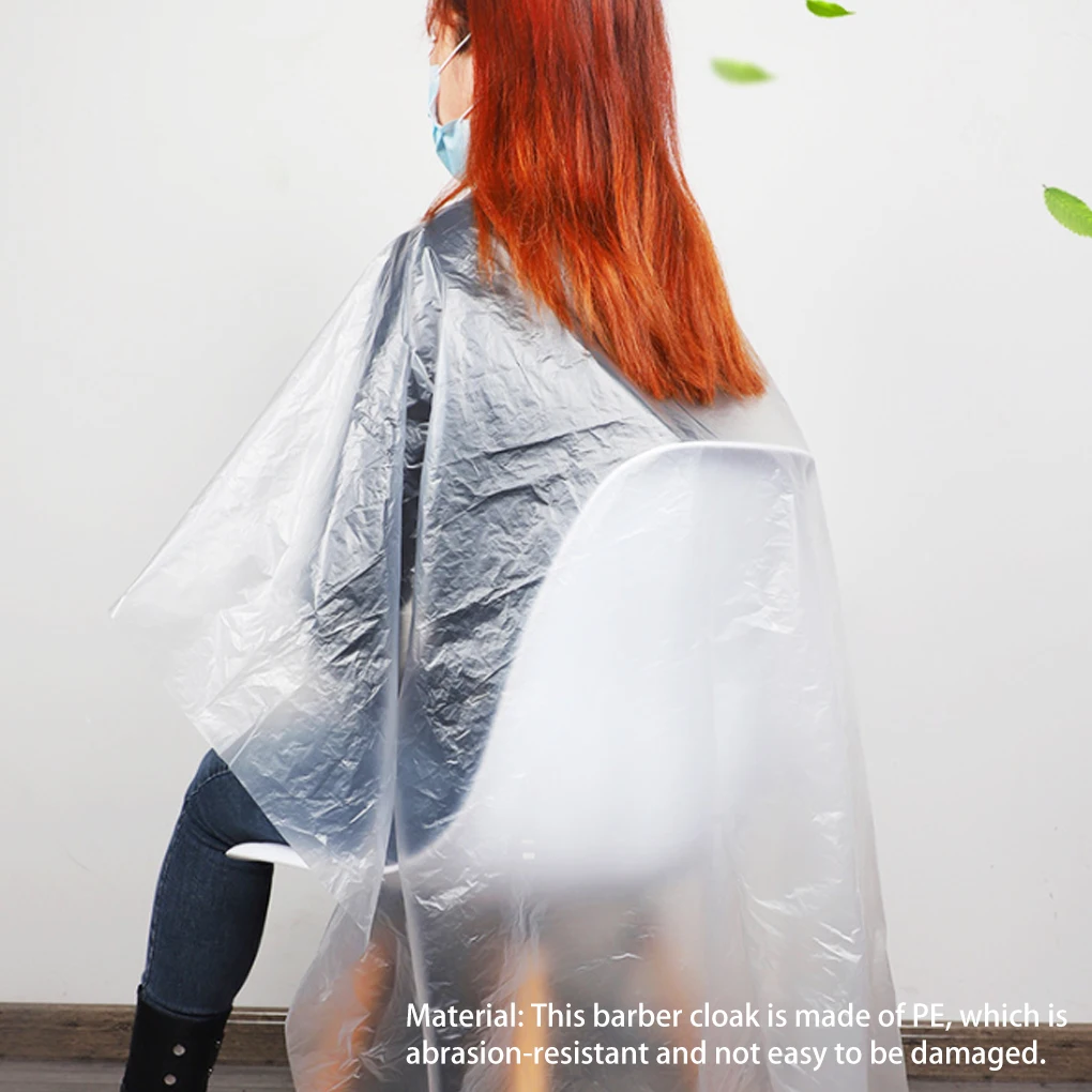 

100pcs Disposable Hairdresser Apron Hair Cut Cape Haircutting Hairstyling Transparent Barber Cloak Hair Dyeing Shawl