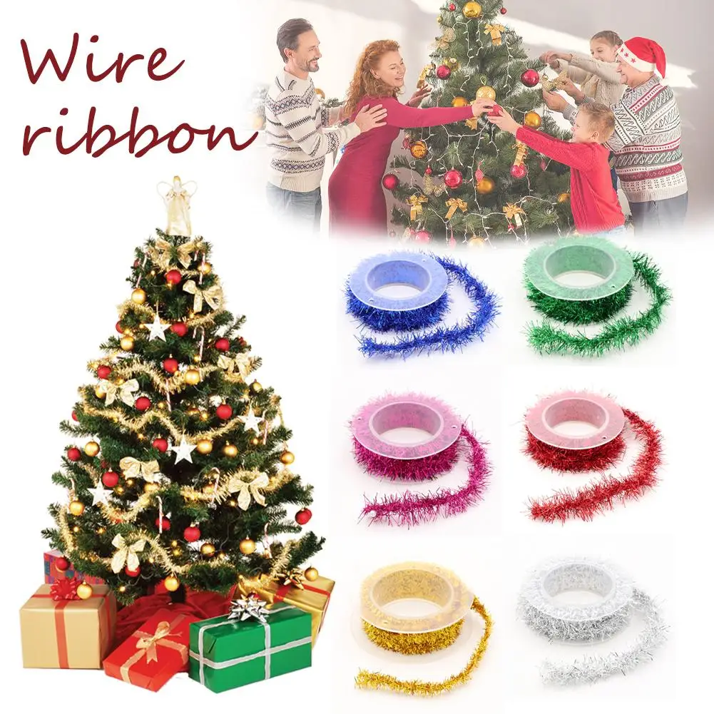 1.5m/roll Christmas Tree Decoration Metal Wire Color Tree Strip Holiday Decorative Family Diy Ribbon Supplies Christmas F6a4