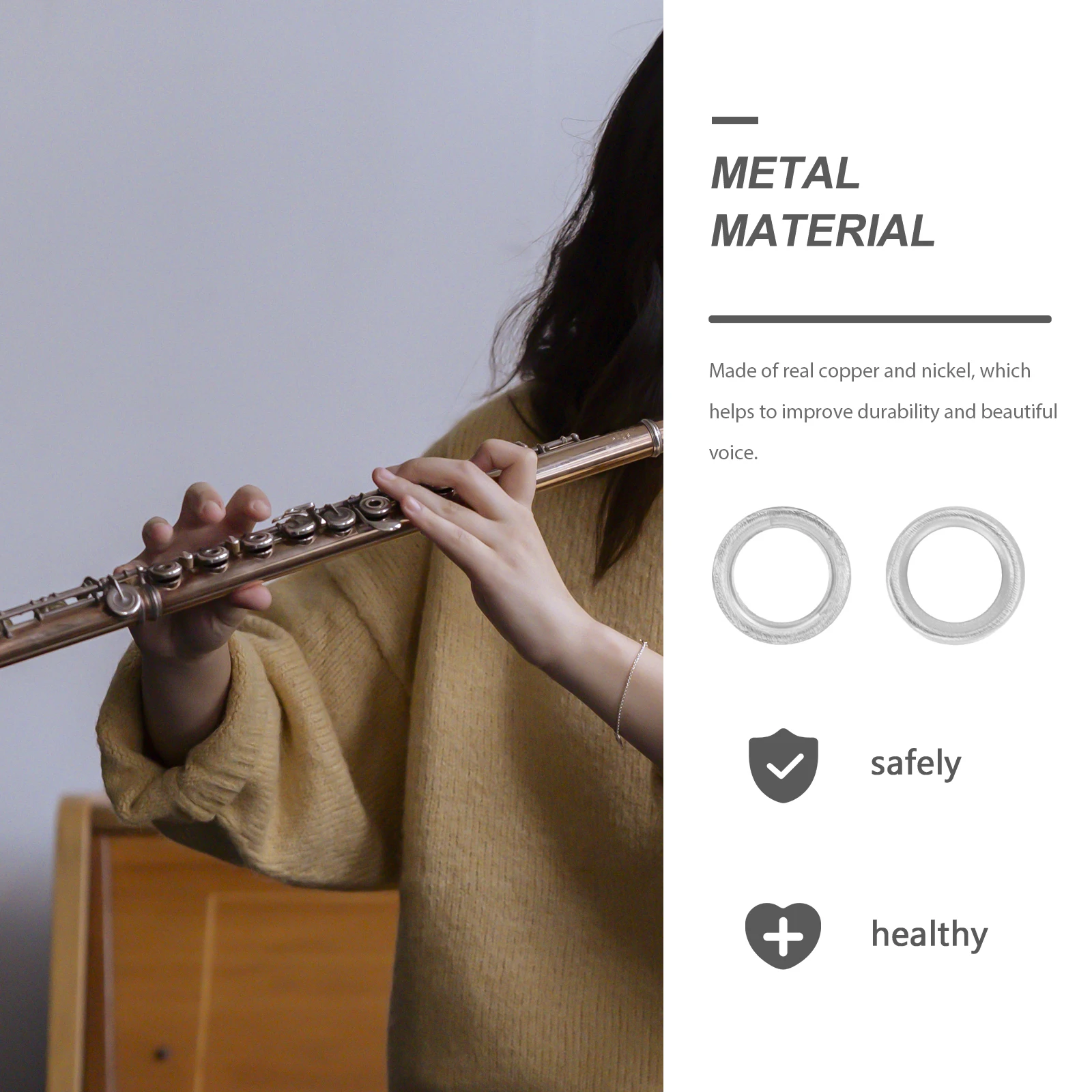 

2pcs Nickel Plated Brass Pad Cup Sleeves Replacement For 16-Hole 17-Hole Flute Durable Lightweight Compact Easy Storage