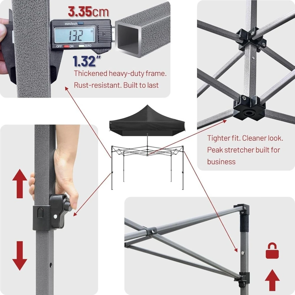 Tente à baldaquin pop-up commerciale 10x10 avec 4 poids auvent et 8 trous de drainage – Tente extérieure toutes saisons