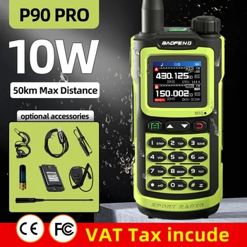 2023 Baofeng P90 Pro Walkie Talkie Long Range Portable 1000 Channels Ham FM Radios UHF VHF USB-C Charging 2-Way Radio Waterproof