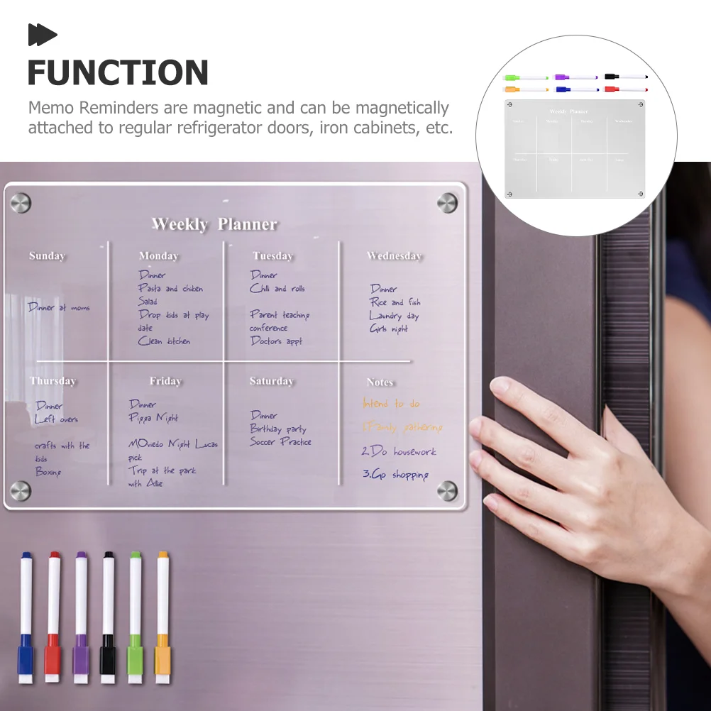 Магнитная прозрачная доска, акриловая, сухое стирание, пустые магниты для фритюрницы для холодильника, кухни, календаря на холодильник, практичный