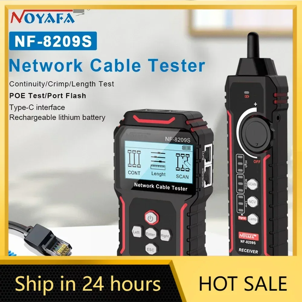 NOYAFA NF-8209S Network Cable Tracker LCD Display Cable Tester Measure Length Wiremap Tester Cable Tracker Network Tools