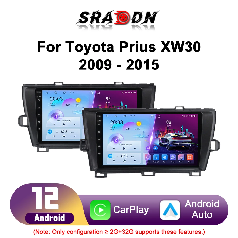 For Toyota Prius XW30 2009 - 2015 Car Radio Android Automotive Multimedia Player GPS Navigation Carplay Touch Screen Auto Stereo