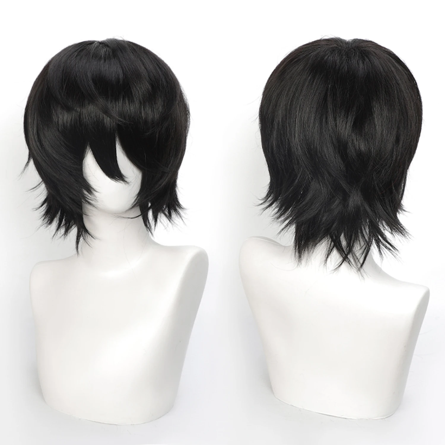 شعر مستعار اصطناعي قصير مموج مع الانفجارات الهوائية المقاومة للحرارة طول الكتف كرة لولبية 14 بوصة الباروكات للاستخدام اليومي للنساء #2