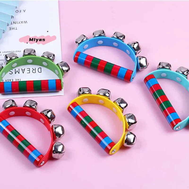 1 szt. Dziecięcy drewniany dzwonek z 5 dzwoneczkami, instrument muzyczny, zabawka do zajęć muzycznych, rekwizyty edukacyjne, dzwonki ręczne