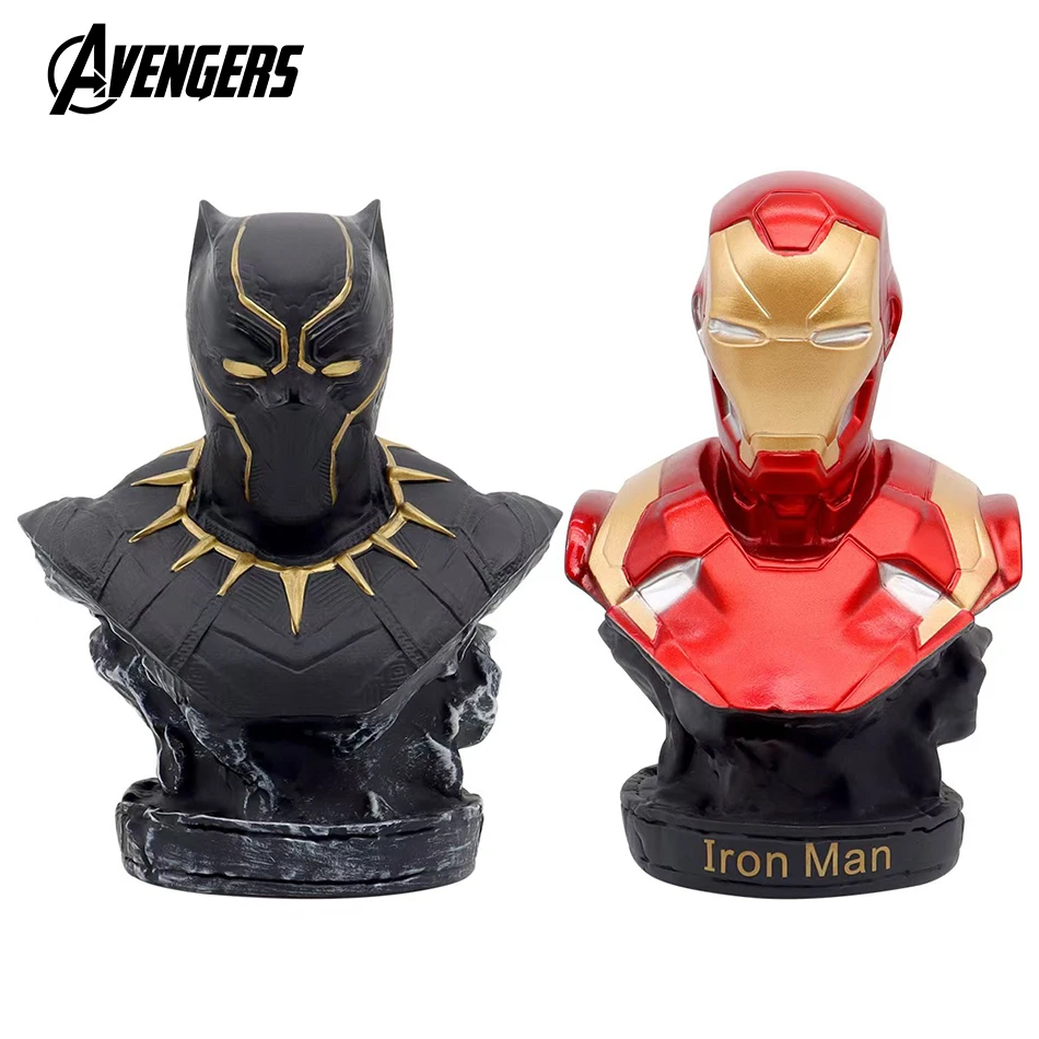 16CM Iron Man Panther Büste Anime Figur Statue Marvel Avengers Große Figur Wohnzimmer Ornament Harz Sammlung Geschenk Spielzeug