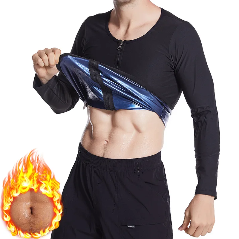 Shapewear for Men: Fitness and Workout Sweat-Inducing Top, Plus Size, Waist-Cinching, Tummy-Tucking, Long-Sleeve Shapewear