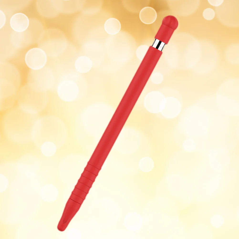 Silikonhülle für Bleistift, rot, stoßfest, kratzfest, Touchscreen-Stifthülle, integrierte Kappenabdeckung für Bleistift