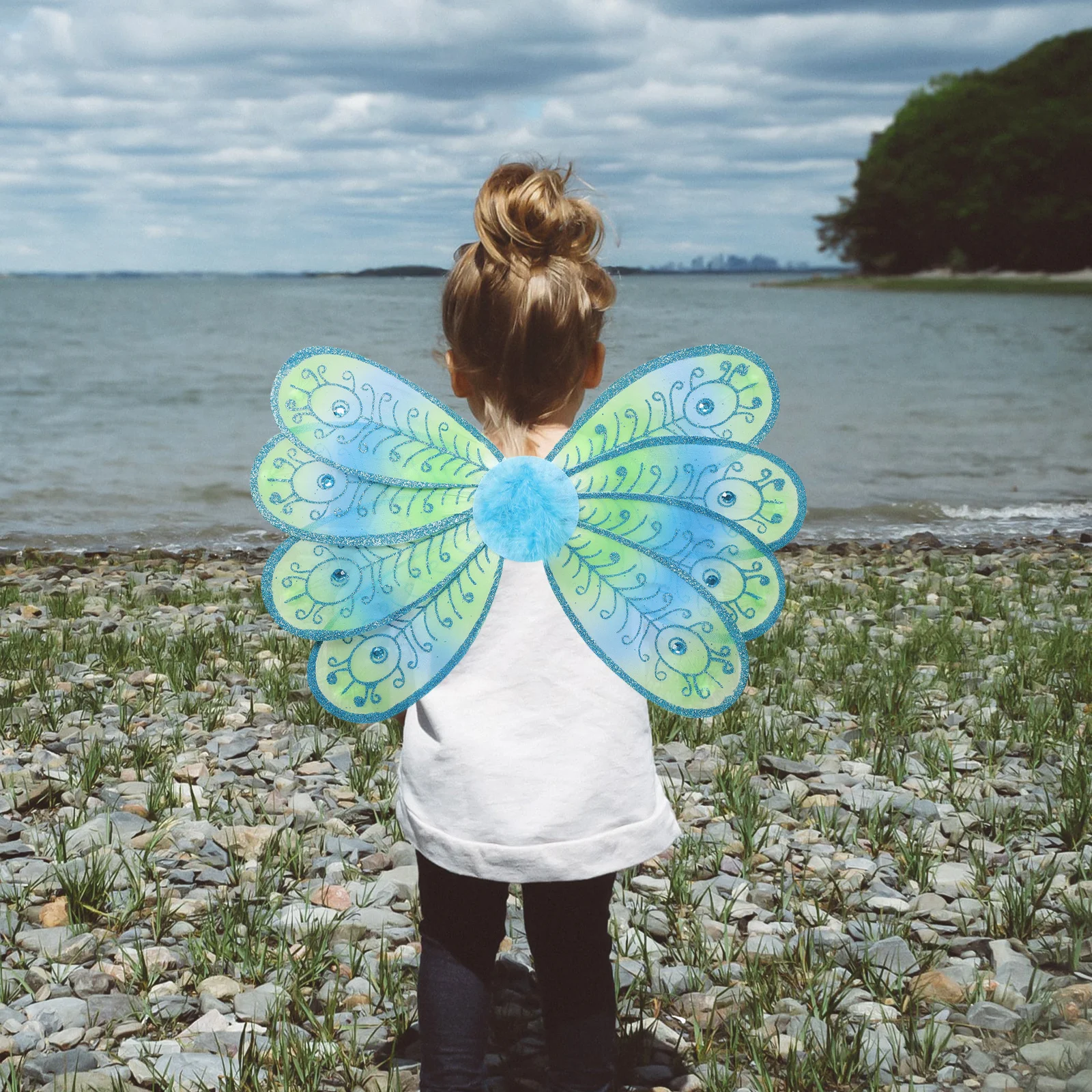 

Peacock Wings Dress Up Costume Vivid Colorful Design Lightweight Foldable For Theater Party Halloween