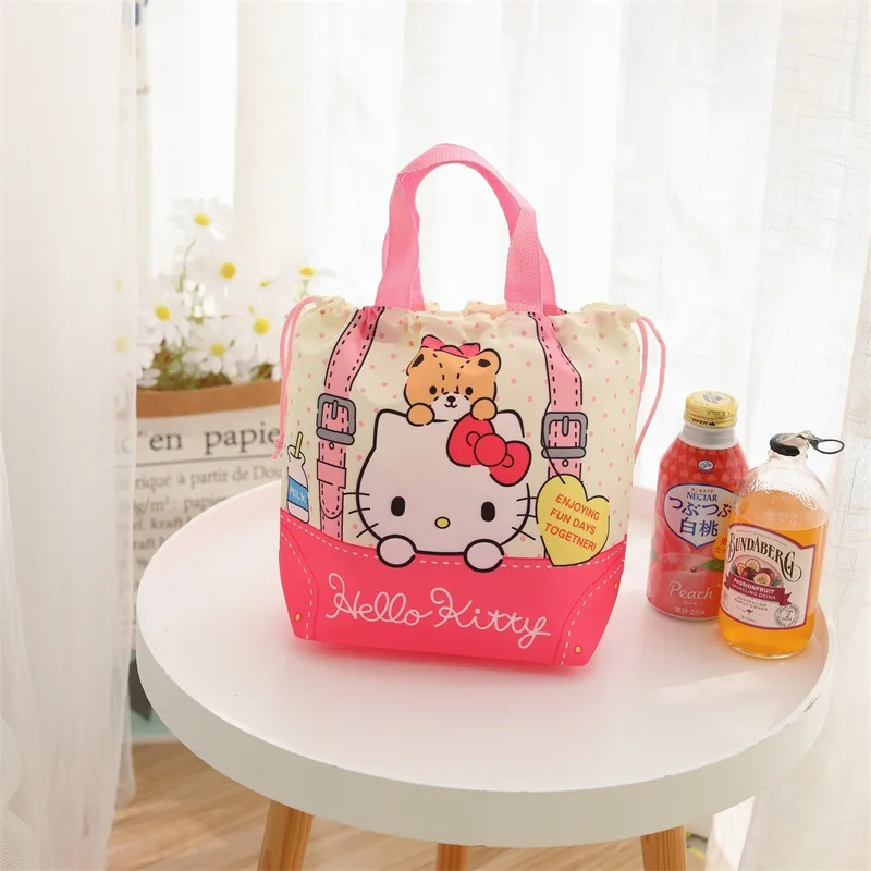 อะนิเมะ sanrios Cinnamoroll Kuromi Hello Kitty Melody POM Purin น่ารักการ์ตูนมีเชือกผูกสำหรับกระเป๋าเครื่องสำอางของขวัญสำหรับเพื่อน