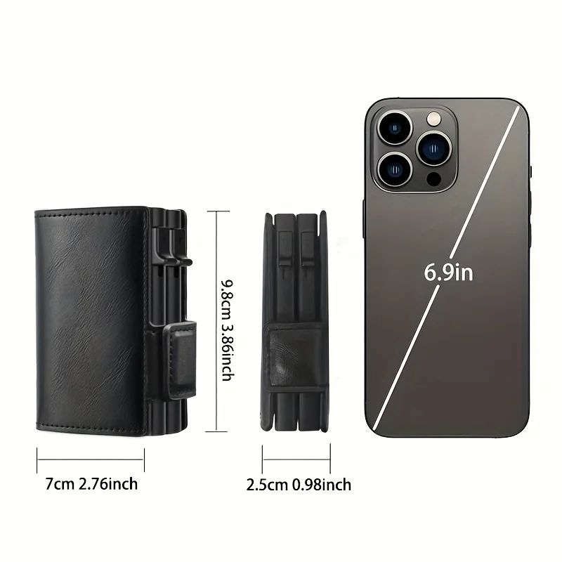 2026 New double-layer Pu Leather RFID Card Holder Card Case Clutch Pop-up Wallet Aluminum Box Slim Smart Wallet