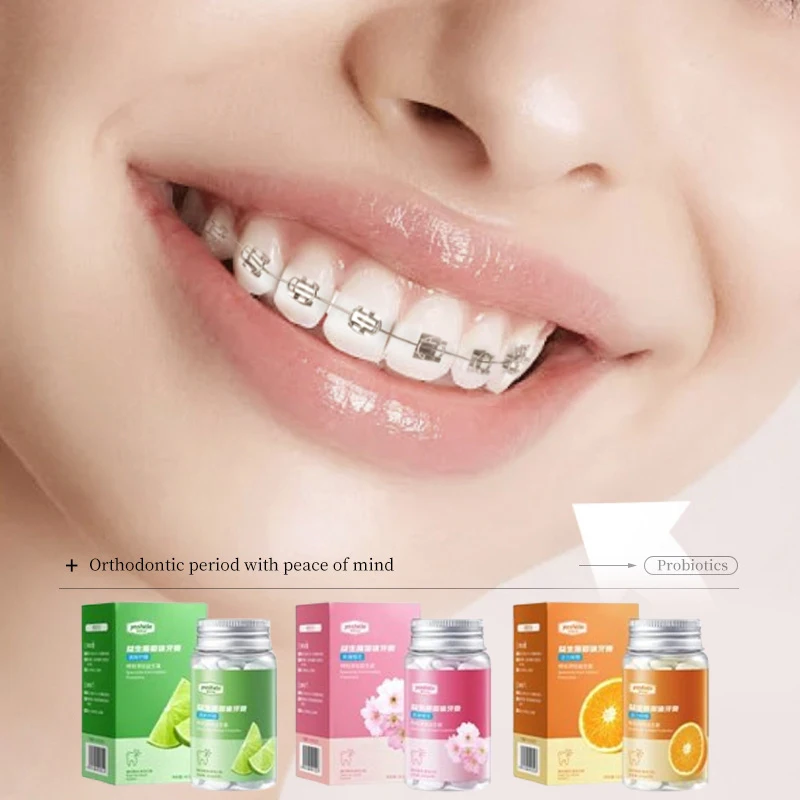 30 Capsules Probiotic Solid Toothpaste Clean Oral Fresh Breath Chewable Travel Portable Mouthwash Tablets Brightening Teeth Care