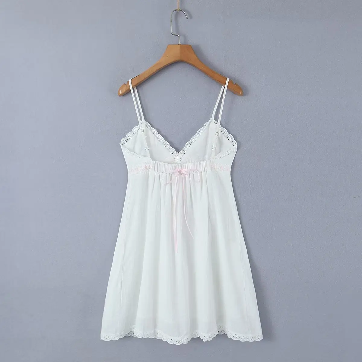 Withered Summer French Ladies Bow Mini Dress Fashion Retro Elegant Lace White Sling Dress Women