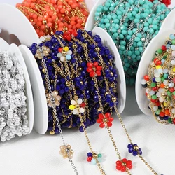 1Meter Multi Styles Stainless Steel Colorful Flower Satellite Beaded Chains for Jewelry Making DIY Necklace Bracelet Accessories