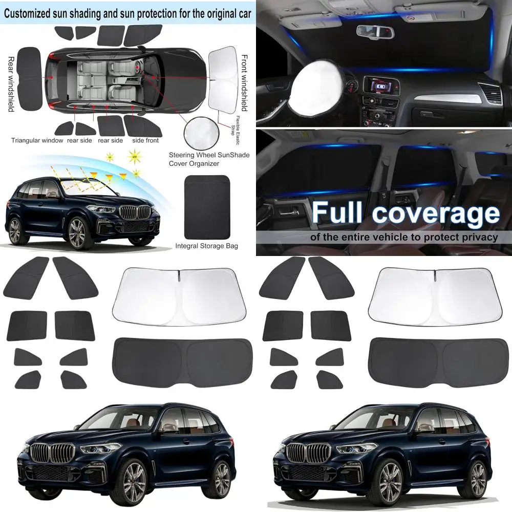 

Custom Fit Windshield Sunshade for 2019-2025 BMW X5, Foldable Side & Rear Window Covers for Privacy and Cooling