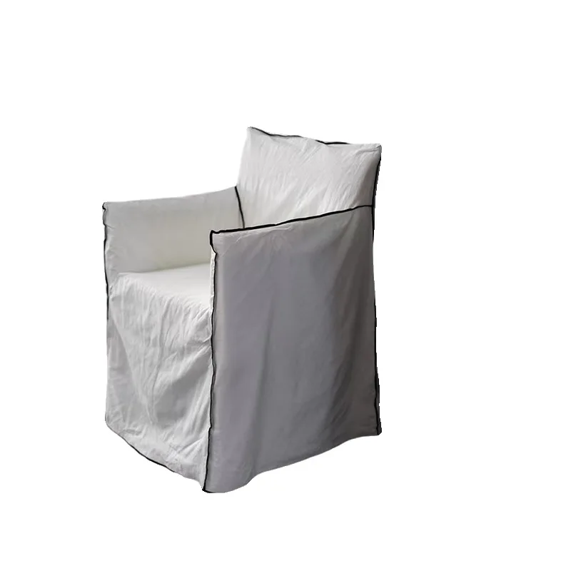Single sofa chair removable Japanese wabi-sabi style linen fabric living room B & B dining chair removable leisure chair