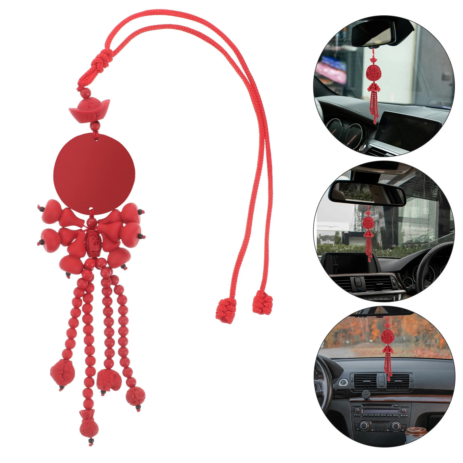 

Charming Gourd Shaped Car Pendant Rearview Mirror Accessory Durable Material Cultural Significance Safe Travel