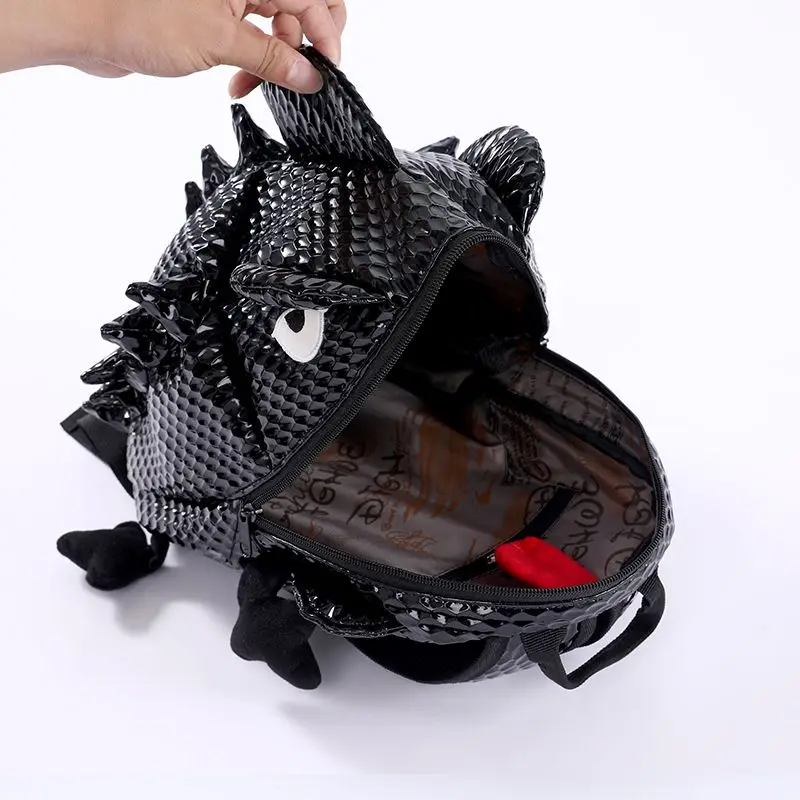 Детский рюкзак из ПУ кожи с мультипликационным рисунком, школьный ранец на молнии с динозавром для мальчиков и девочек, модный уличный рюкзак черного цвета для путешествий