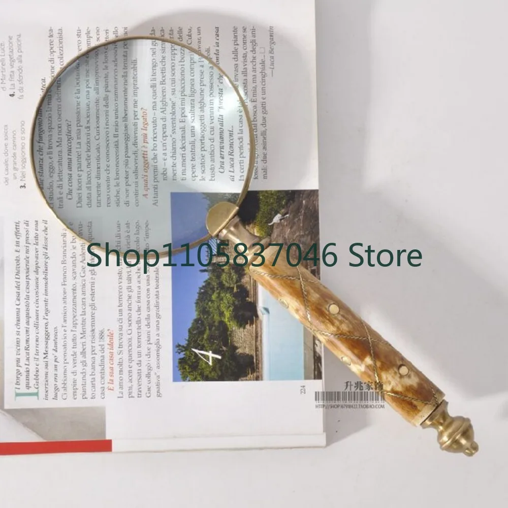 Handheld magnifying glass 10x high-definition retro style decoration ornament with handle