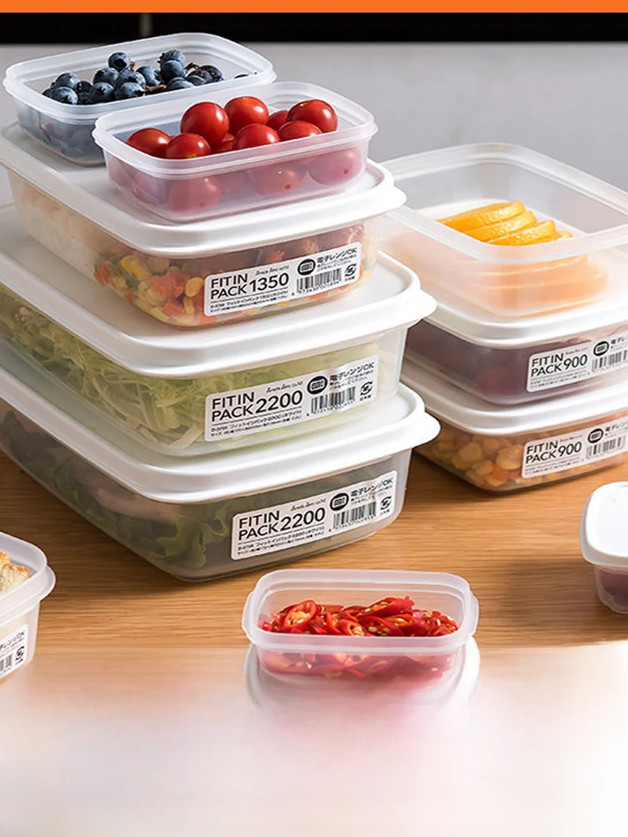 Japanese Sle Food Storage Box Microwave Refrigerator Fruit Preservation Lunch Box Freezer Meat Storage Container Pure Color