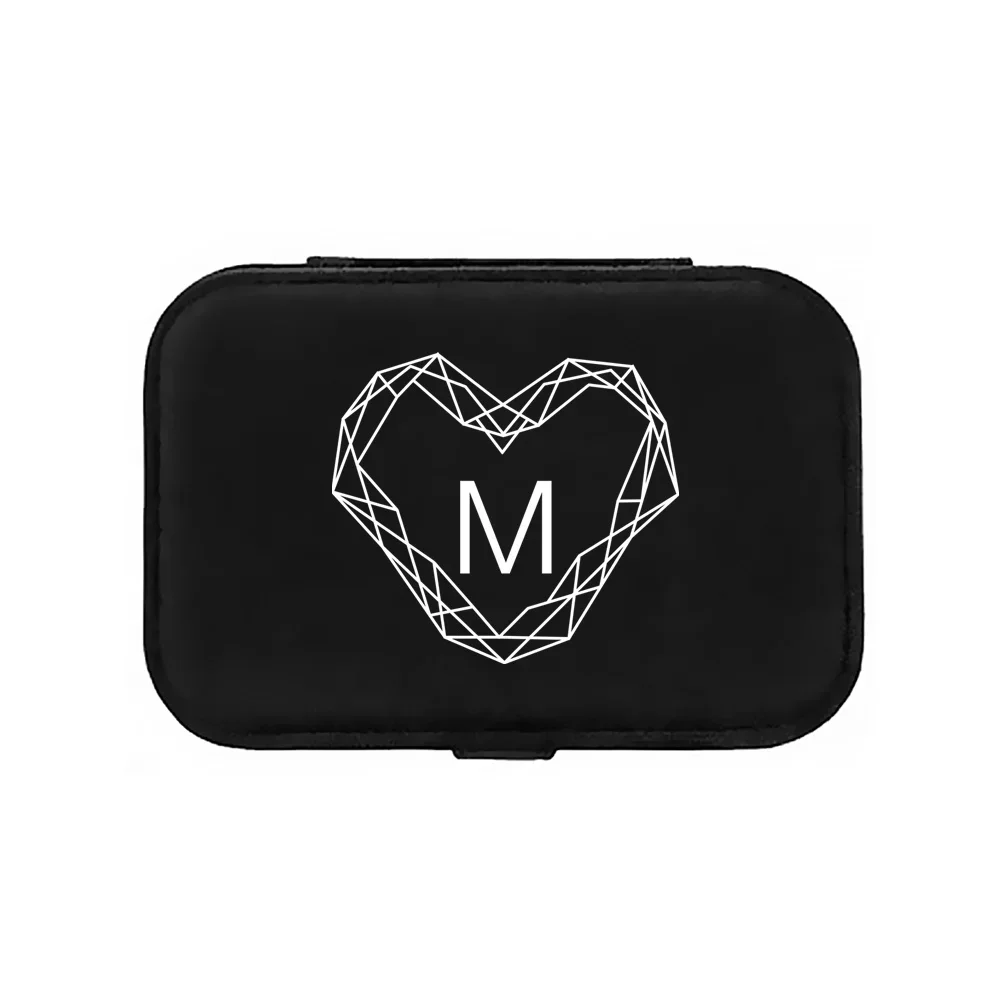Earrings Storage Bag Jewelry Box  Ring Holder Desktop Drawer Necklace Holder PU Leather Jewel White Hollow Heart and Letters2023
